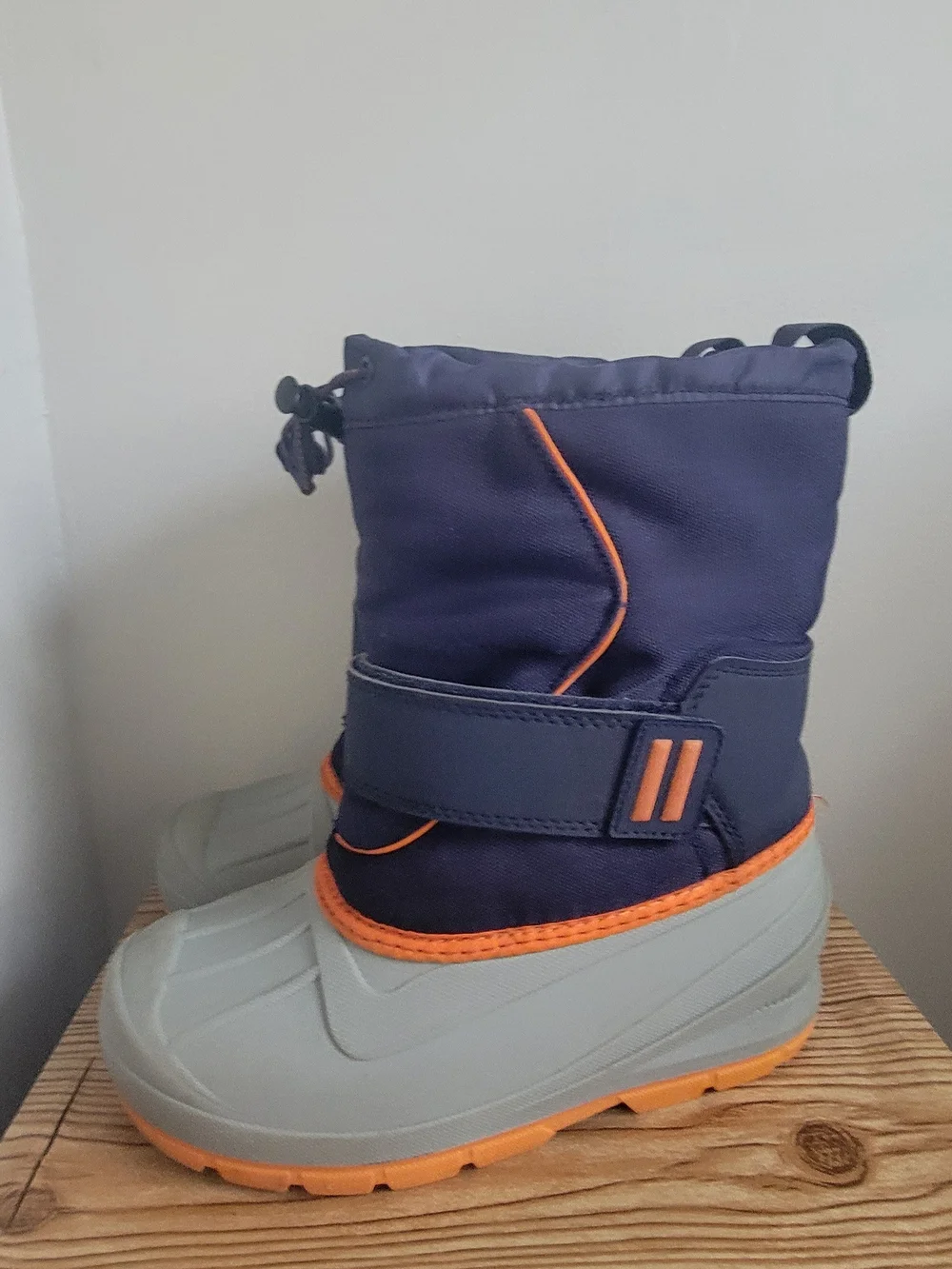 Kids Thermolite EcoMade Winter Snow Boots Navy Blue/Orange Size 3
